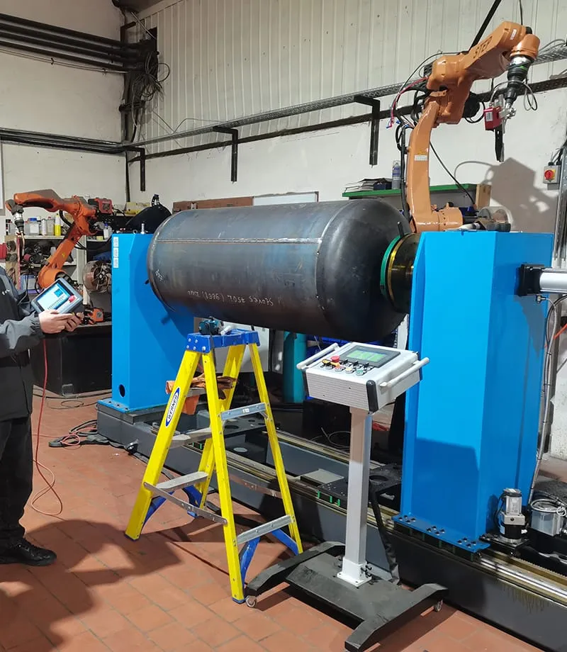 Automated robotic welding system used for industrial boiler manufacturing
