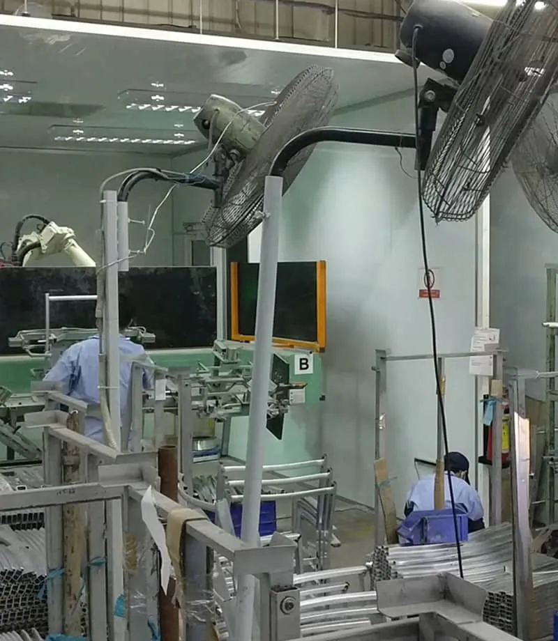 Automated robotic welding system used for metal chair manufacturing