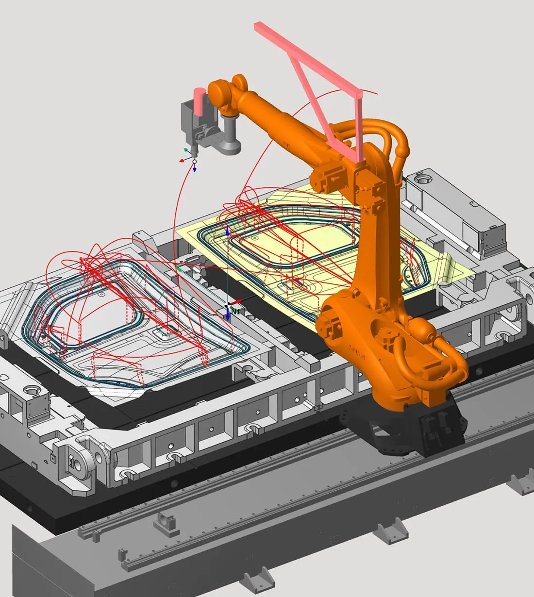 Robotic control system simulation with toolpath visualization and motion planning