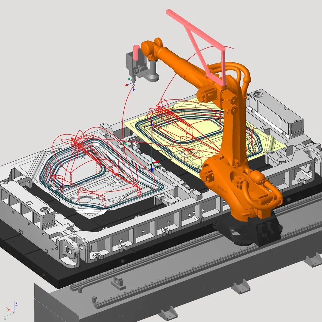 Robotic control system simulation with toolpath visualization and motion planning